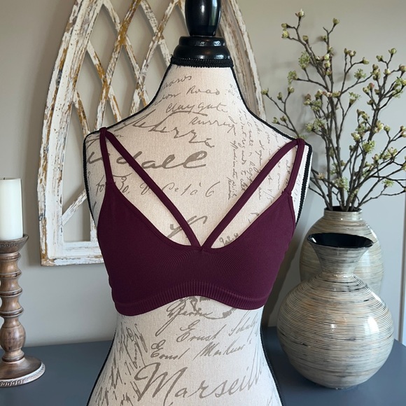 Sheer Rose & Olive top with Free People Bralette - Picture 2 of 7